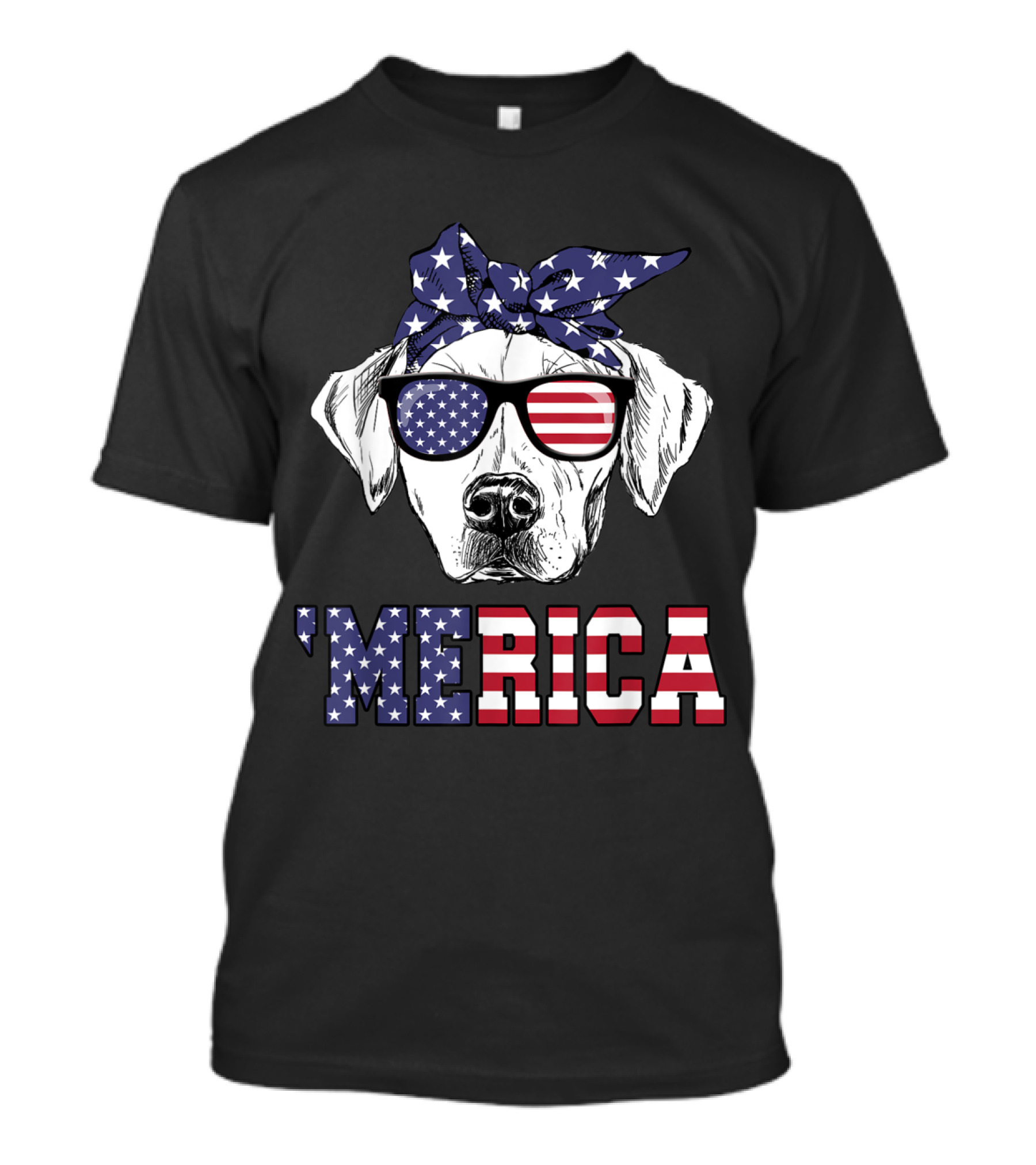 Labrador Dog Mom 'Merica American Flag Sunglasses Bandana T-Shirt