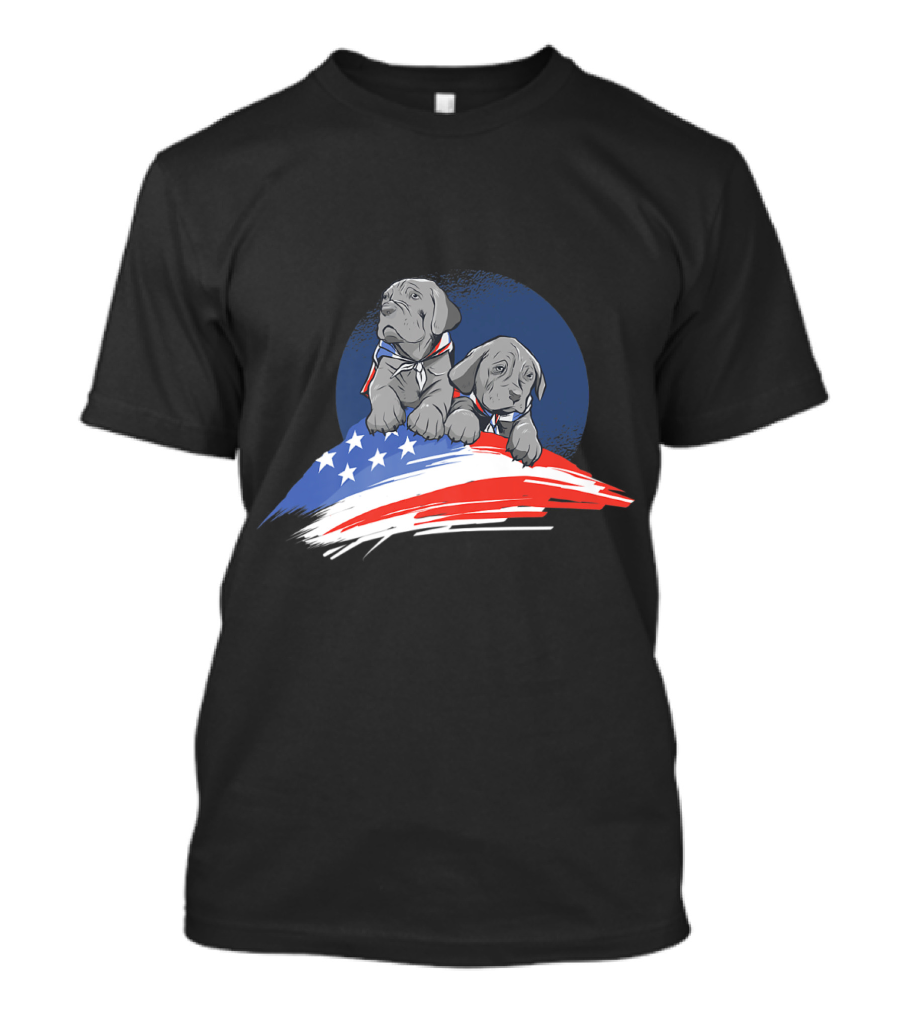Silver Labrador Puppies With American Flag Patriotic T-Shirt