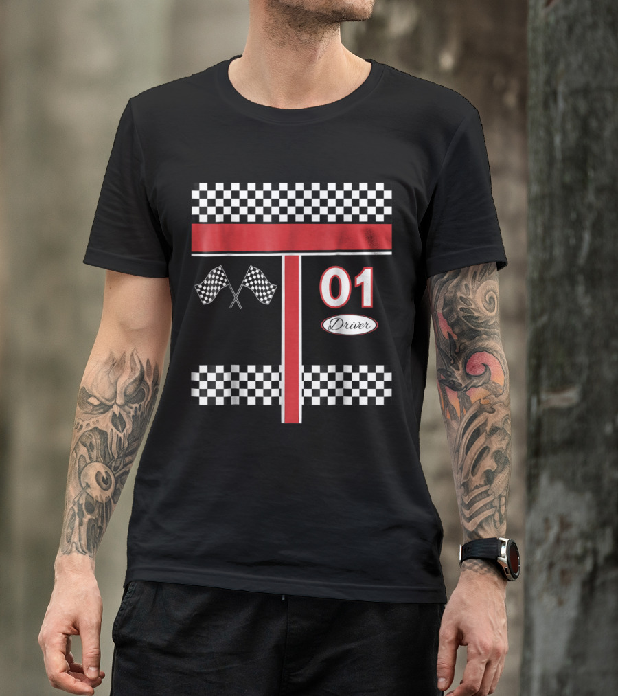 Checkered Flag 01 Driver Racing T-Shirt