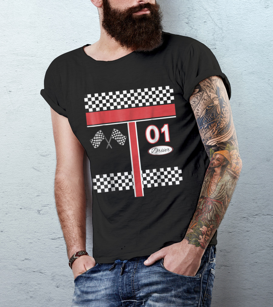Checkered Flag 01 Driver Racing T-Shirt