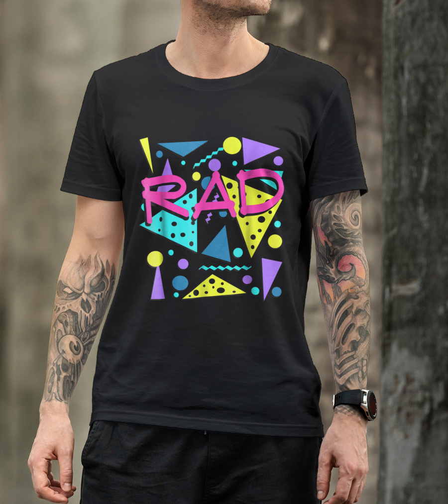 Bright Rad 1980s Vintage Eighties Geometric Neon T-Shirt