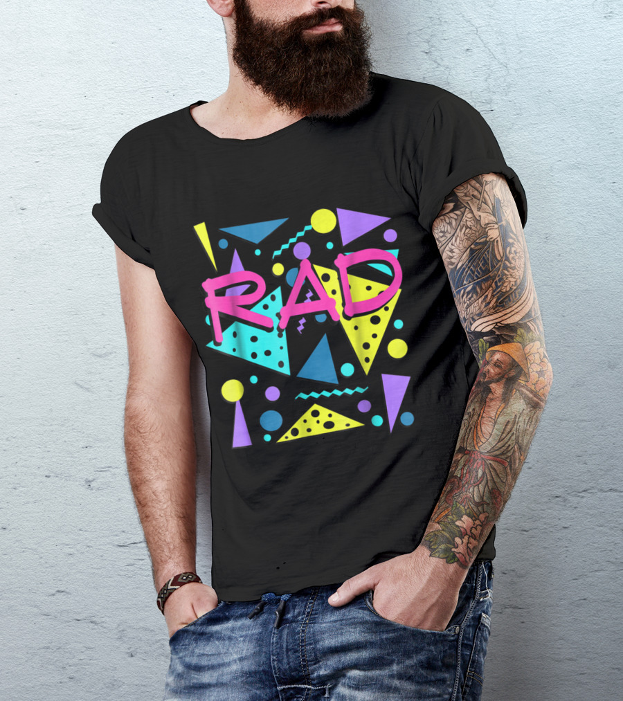 Bright Rad 1980s Vintage Eighties Geometric Neon T-Shirt