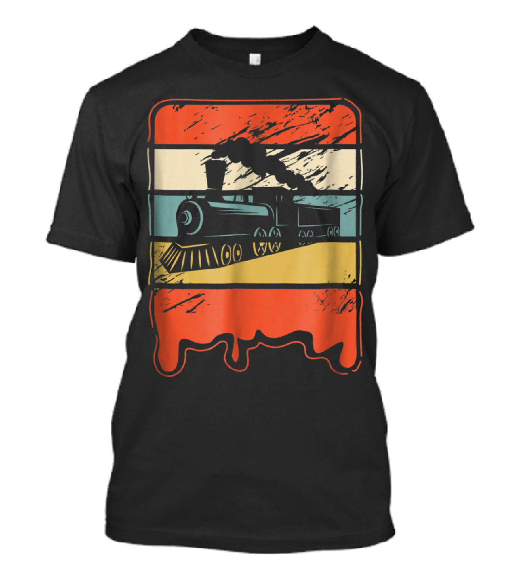 Vintage Train Railroad Locomotive Engineer Stripes T-Shirt