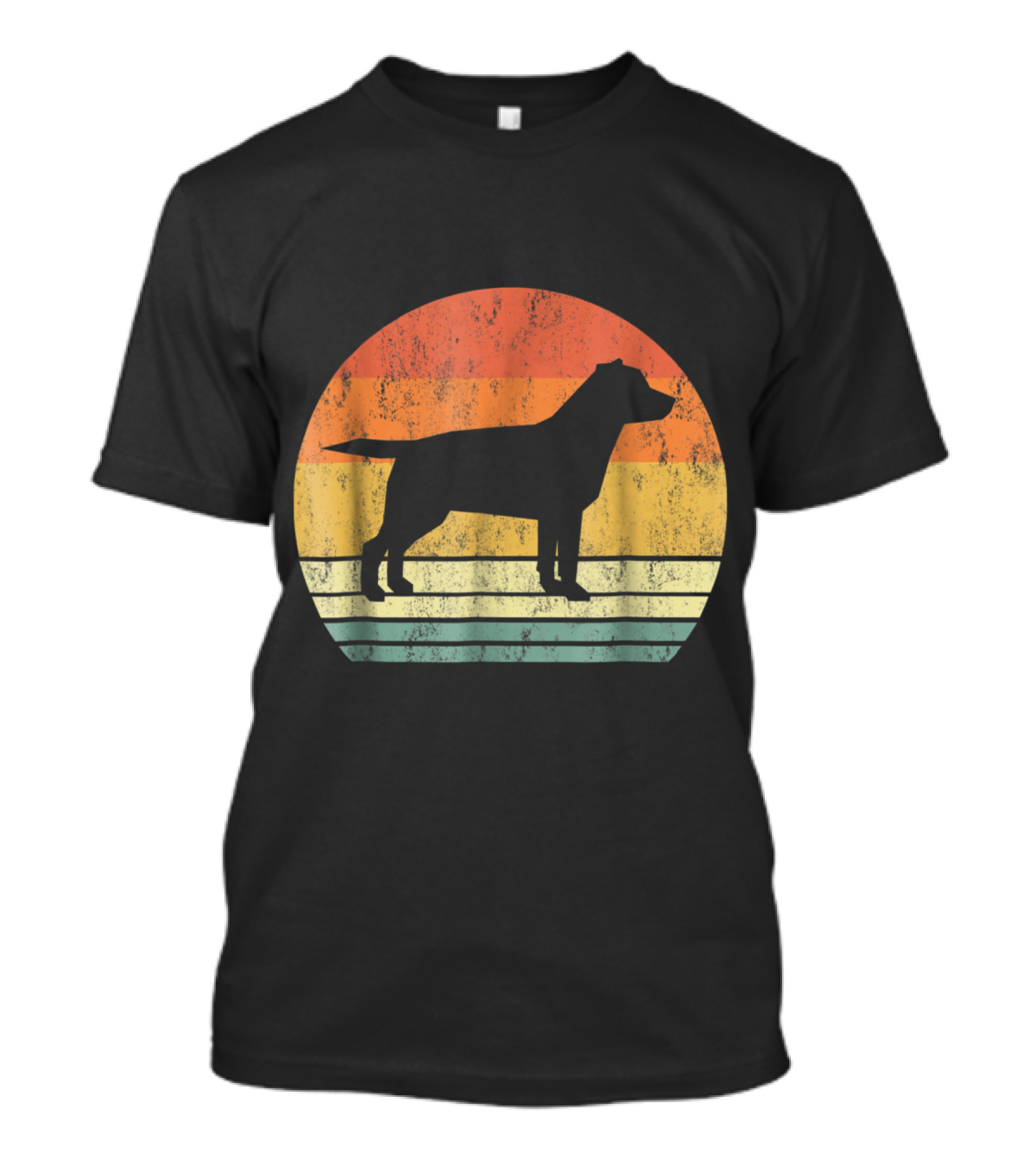 Labrador Dog Vintage 70S Silhouette Retro Sunset Stripes T-Shirt