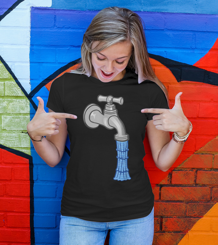 Faucet With Running Water Plumbing Concept T-Shirt