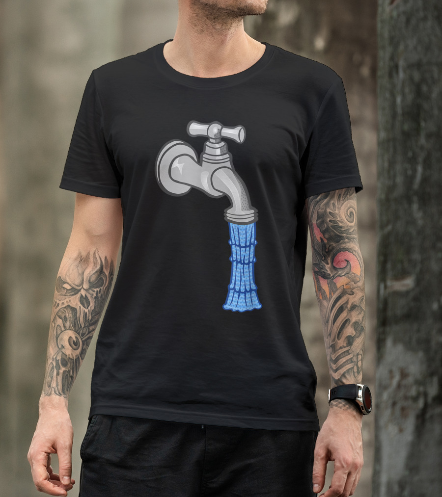 Faucet With Running Water Plumbing Concept T-Shirt