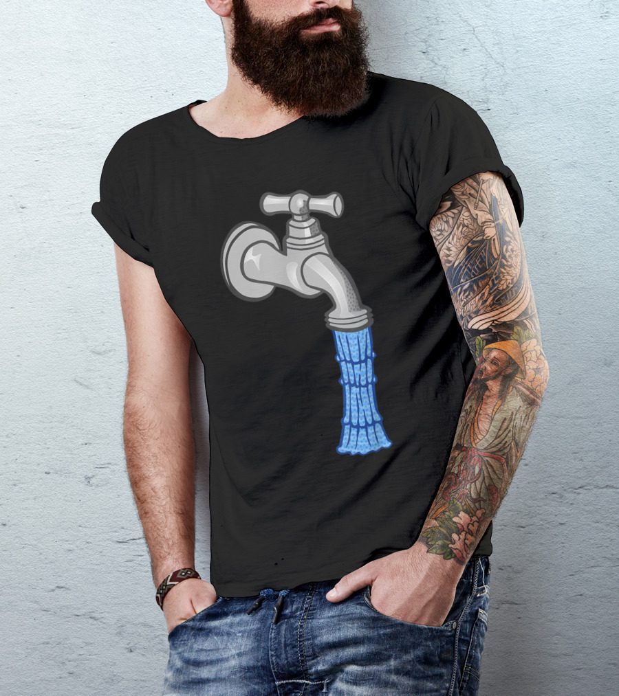 Faucet With Running Water Plumbing Concept T-Shirt