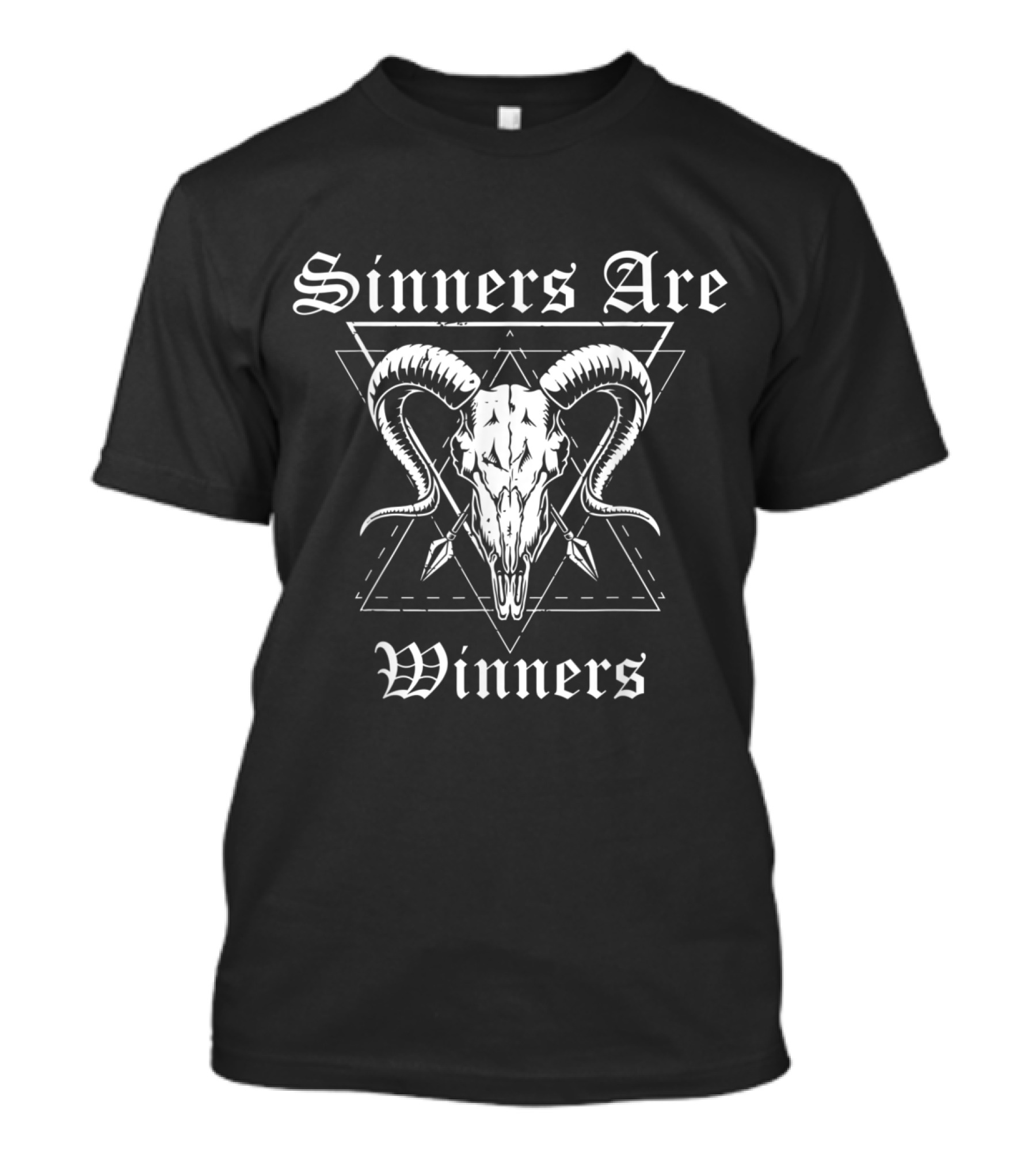 Sinners Are Winners Goat Skull Gothic T-Shirt
