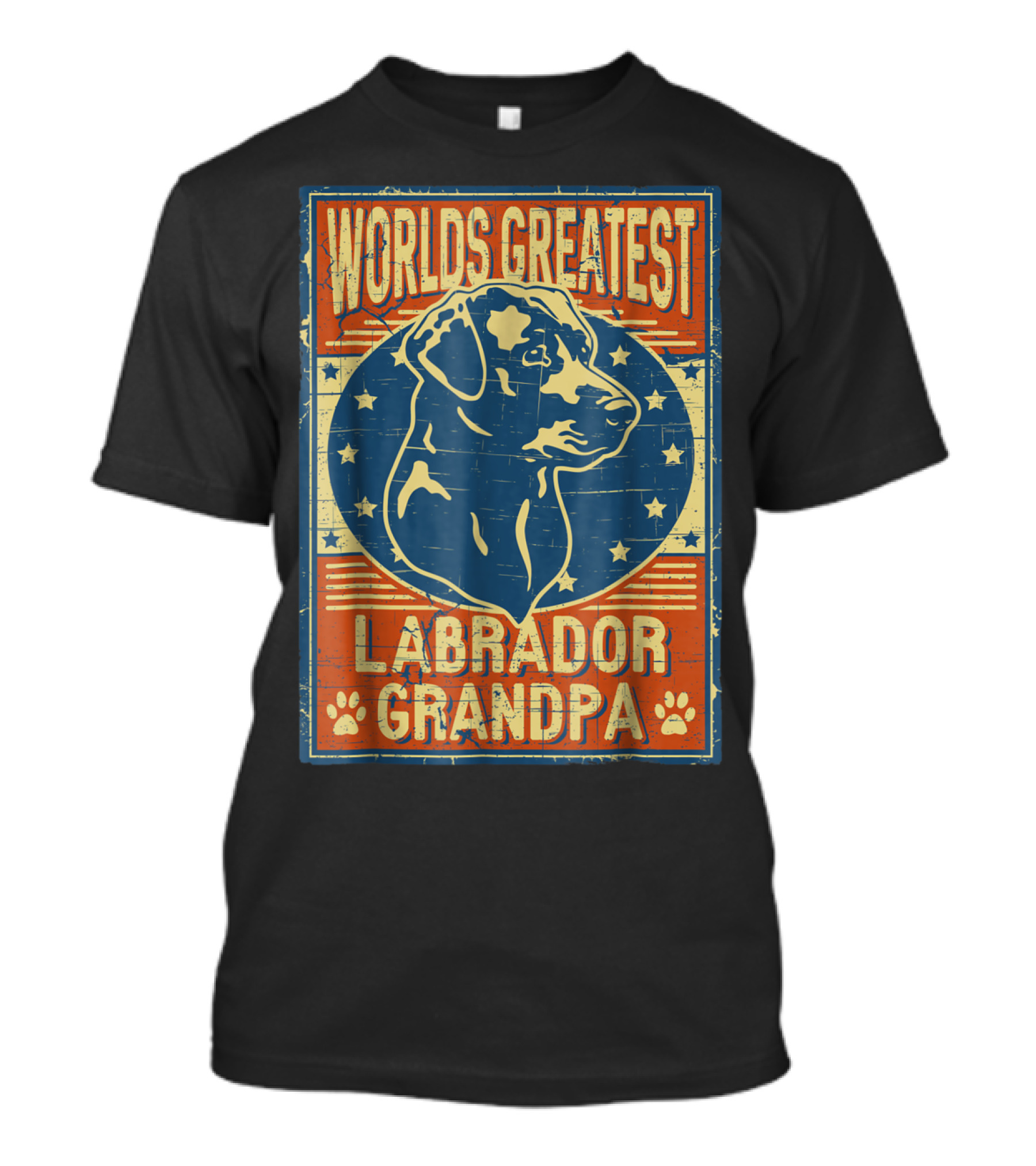 Worlds Greatest Labrador Grandpa Retro Dog Paw Stars T-Shirt