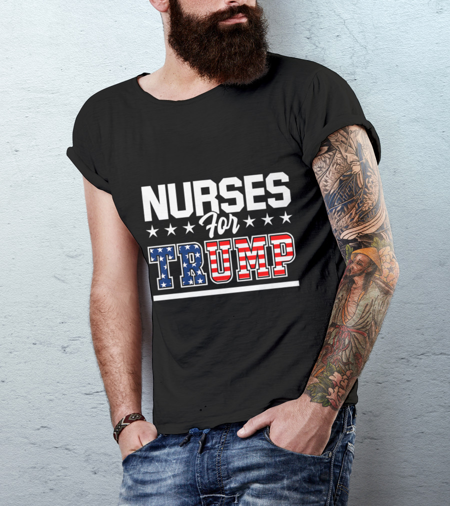 Nurses For Trump Patriotic American Flag Stars T-Shirt