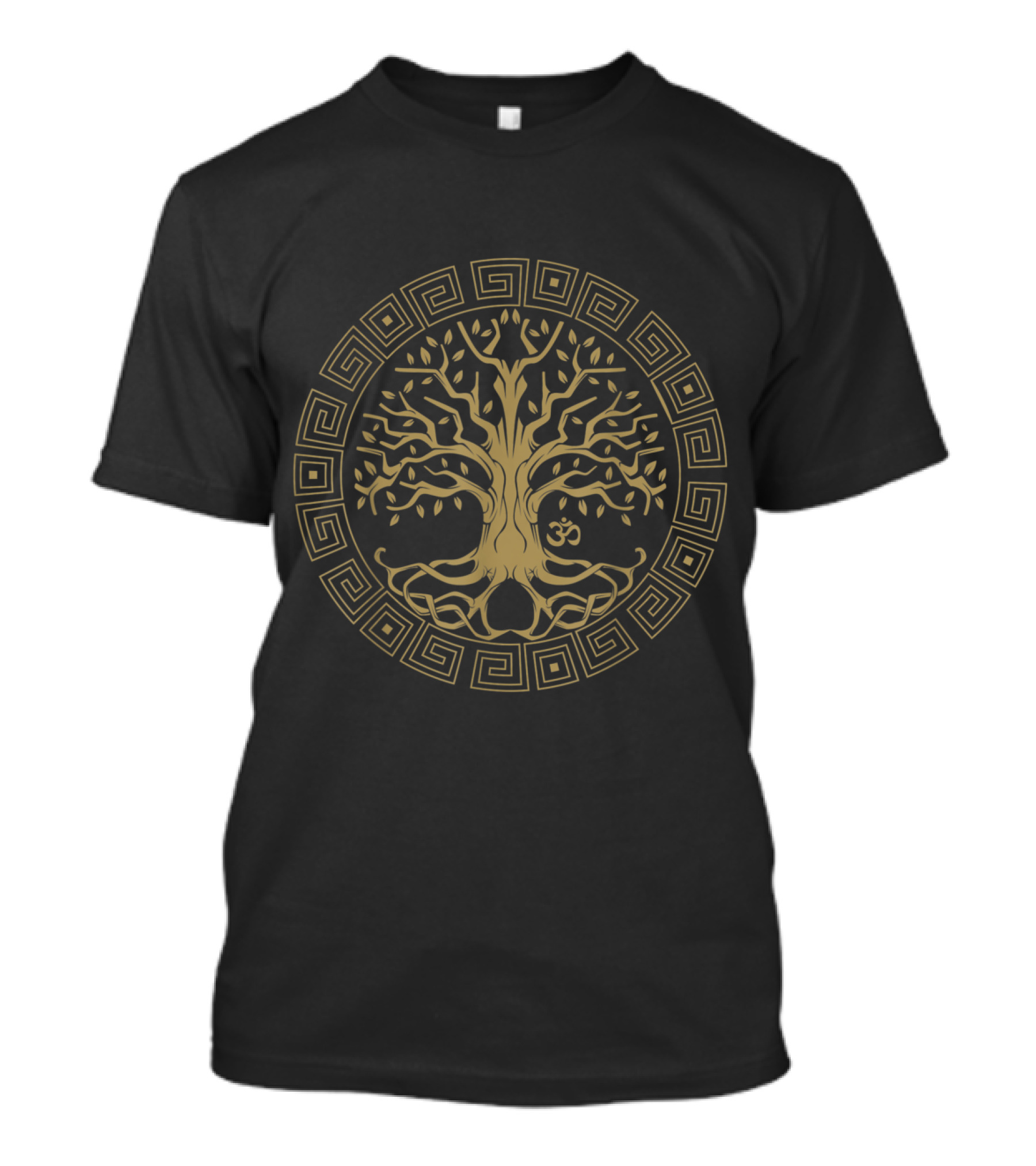Tree Of Life Spiritual Yoga Yin Yang Om Symbol Calligraphy T-Shirt