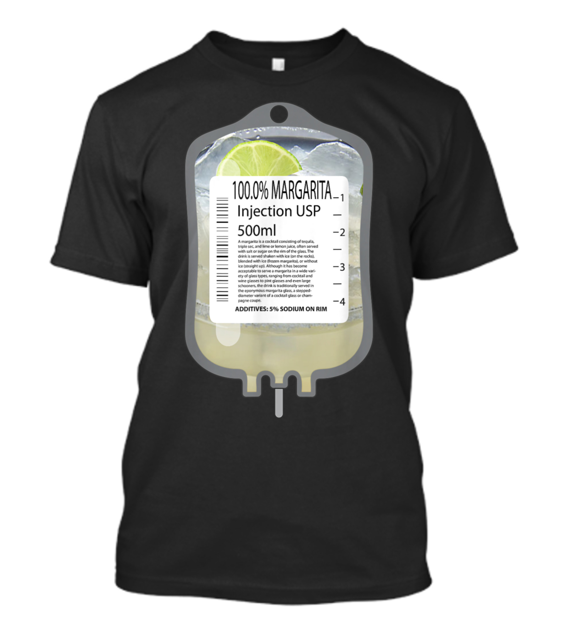 100% Margarita IV Injection USP Nurses Booze With Lime And Sodium Rim T-Shirt