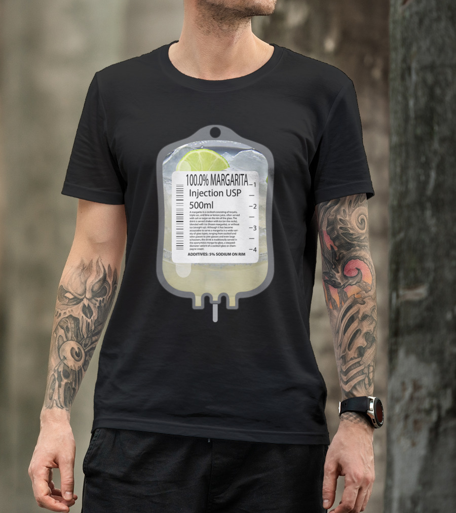 100% Margarita IV Injection USP Nurses Booze With Lime And Sodium Rim T-Shirt