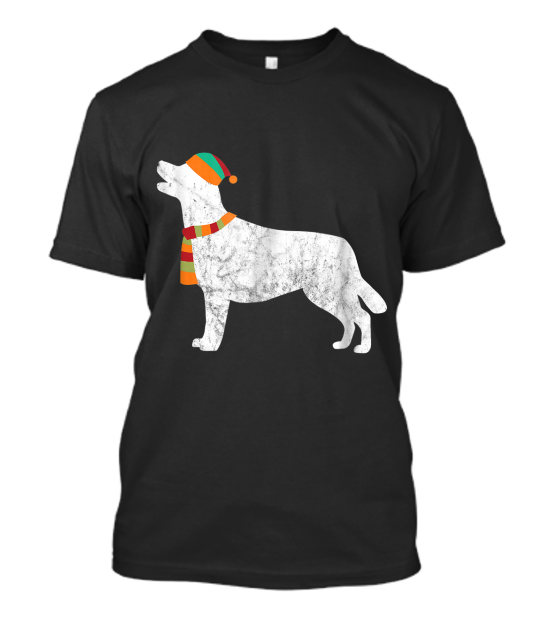 Labrador Holiday With Festive Hat And Scarf T-Shirt