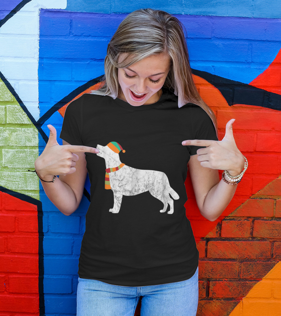 Labrador Holiday With Festive Hat And Scarf T-Shirt