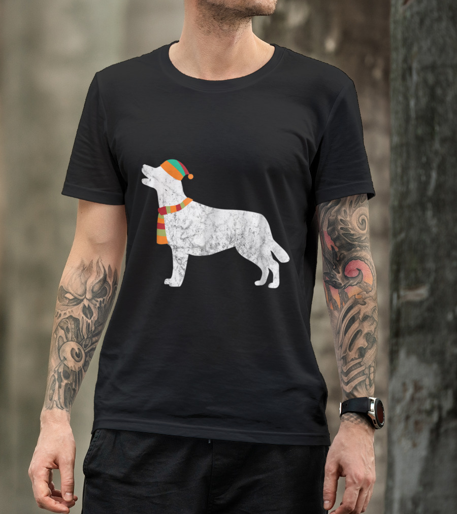Labrador Holiday With Festive Hat And Scarf T-Shirt