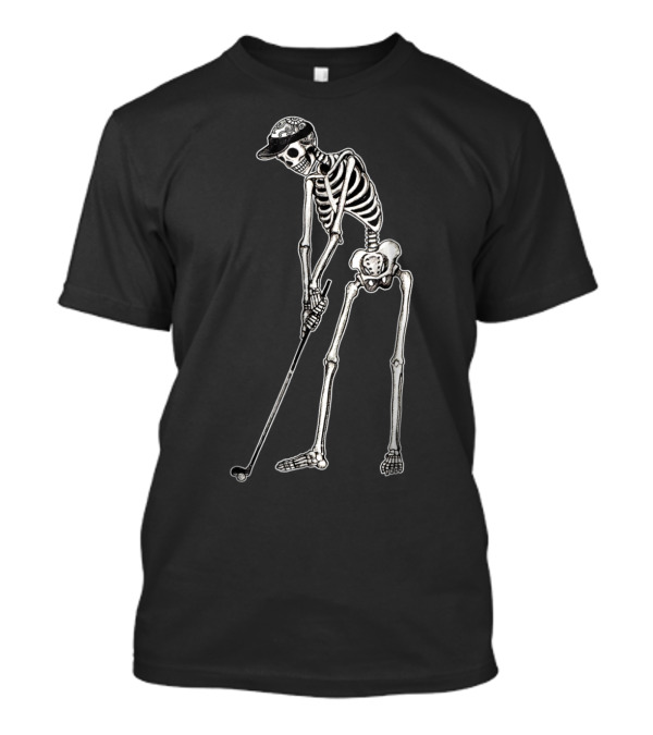 Halloween Skeleton Playing Golf Funny Golfing Image T-Shirt