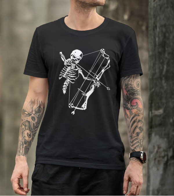 Skeleton Bow Archer Skull Archery Hunt T-Shirt
