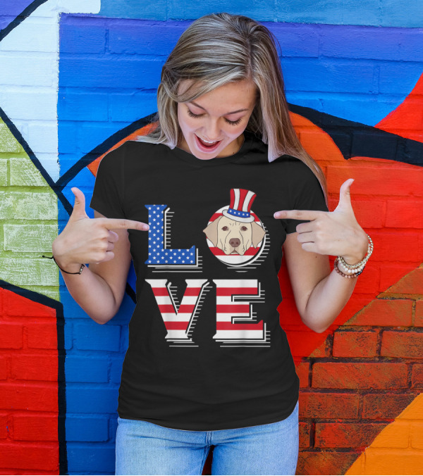 Labrador Love USA Stars Stripes Patriotic Fourth Of July T-Shirt
