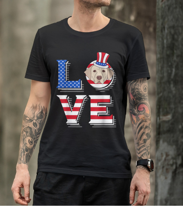 Labrador Love USA Stars Stripes Patriotic Fourth Of July T-Shirt
