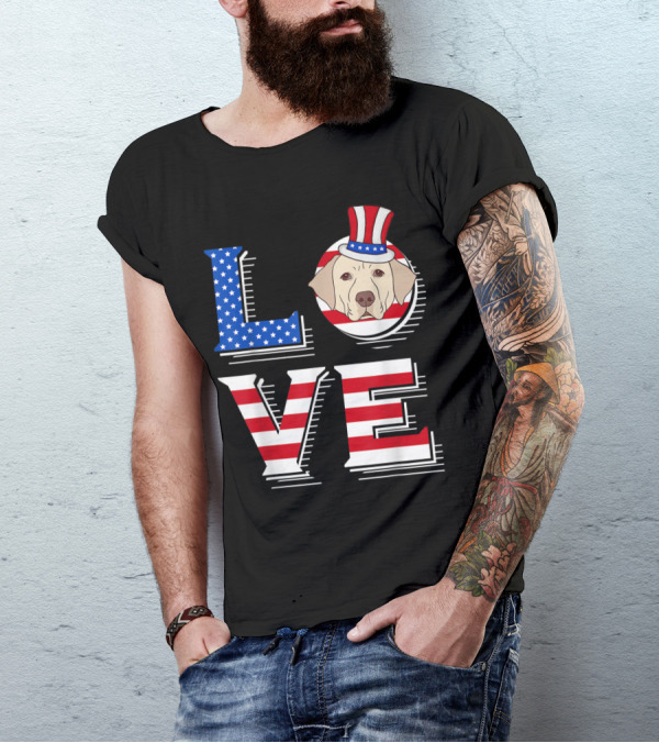 Labrador Love USA Stars Stripes Patriotic Fourth Of July T-Shirt