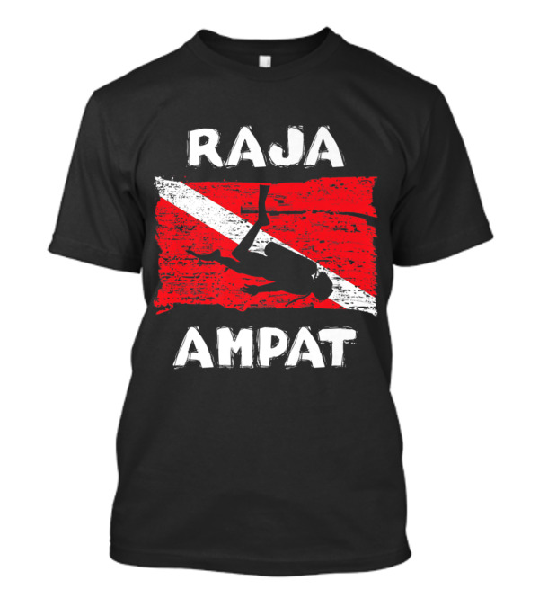 Raja Ampat Scuba Diving Flag With Diver Silhouette And Red Diagonal Stripe T-Shirt