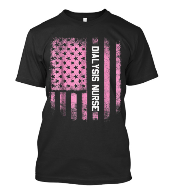 Dialysis Nurse Pink American Flag T-Shirt