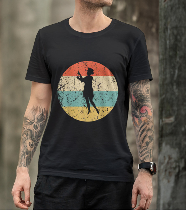 Vintage Nurse Silhouette With Retro Stripes T-Shirt