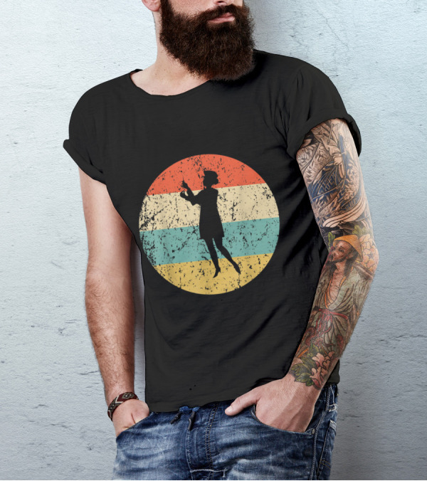 Vintage Nurse Silhouette With Retro Stripes T-Shirt