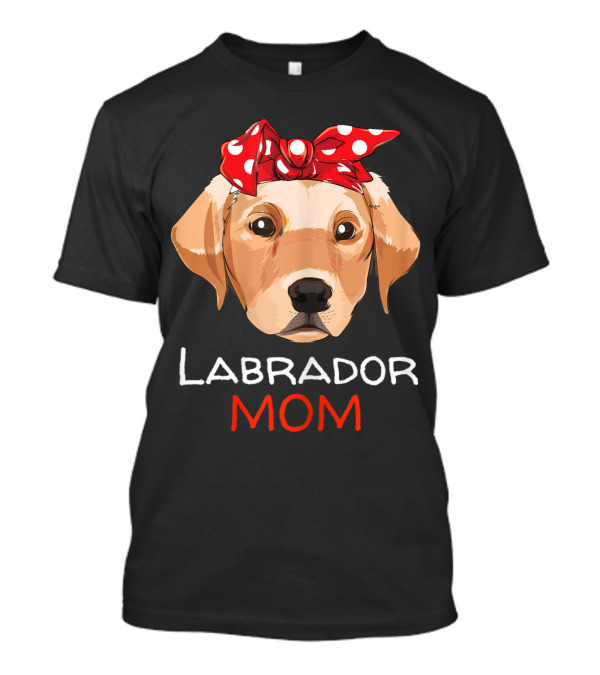 Labrador Mom Lab Retriever Dog With Red Polka Dot Bandana T-Shirt