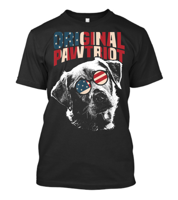 Original Pawtriot Labrador With American Flag Glasses T-Shirt