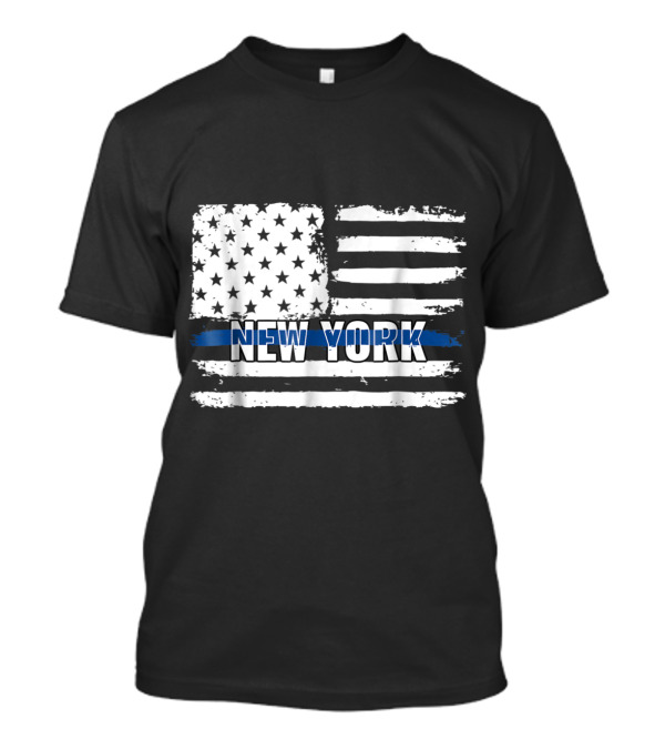 New York State Police Thin Blue Line American Flag T-Shirt