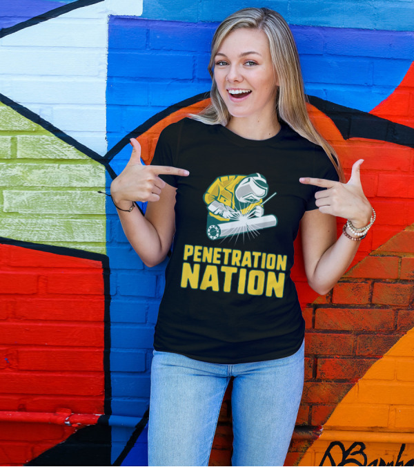 Welder Penetration Nation Welding Torch Icon Welding Mask Bright Sparks T-Shirt