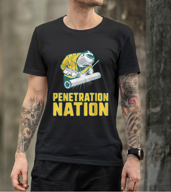 Welder Penetration Nation Welding Torch Icon Welding Mask Bright Sparks T-Shirt