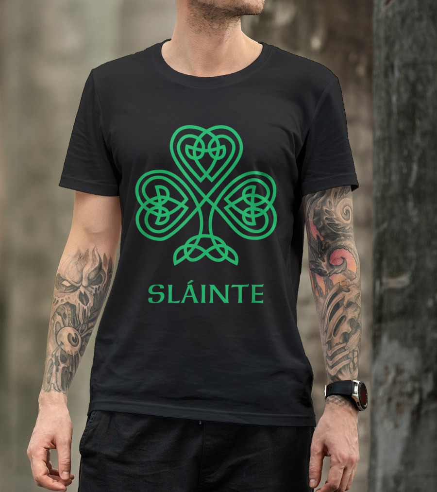 Slainte Green Celtic Knot Shamrock T-Shirt