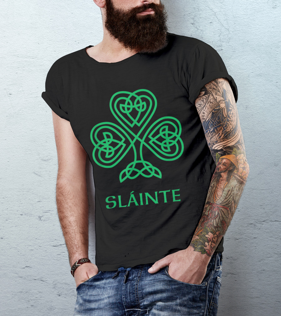 Slainte Green Celtic Knot Shamrock T-Shirt