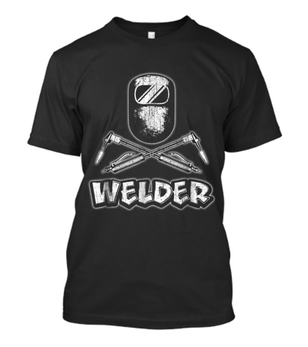 Welder Welding Mask Crossed Torches Retro T-Shirt