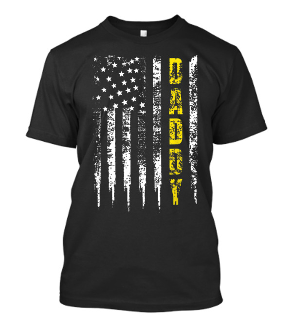Truck Driver US Flag Daddy Yellow Line T-Shirt
