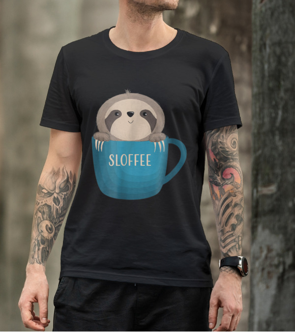 Sloffee Adorable Sloth In Blue Coffee Mug T-Shirt