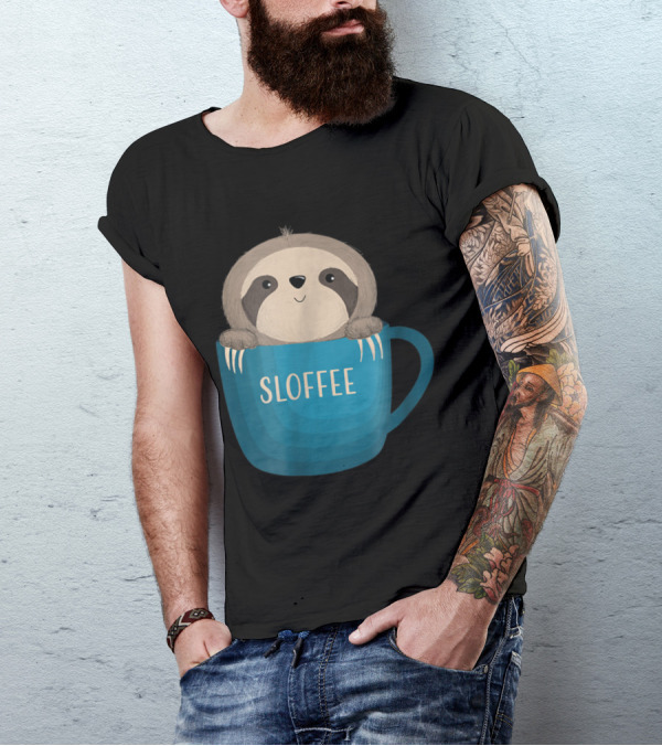 Sloffee Adorable Sloth In Blue Coffee Mug T-Shirt