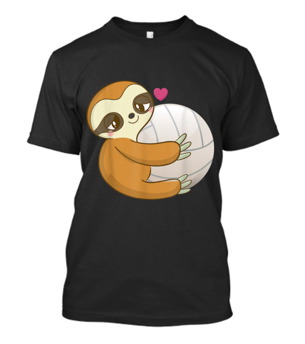 Sloth Hugging Volleyball Heart Cute Just Girl Who Loves Volleyball T-Shirt