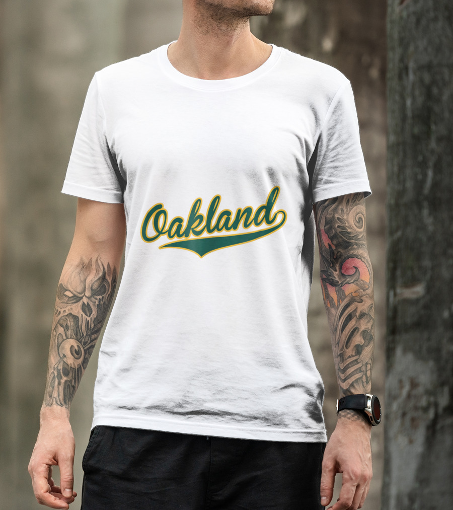 Oakland Baseball Green And Gold Script T-Shirt