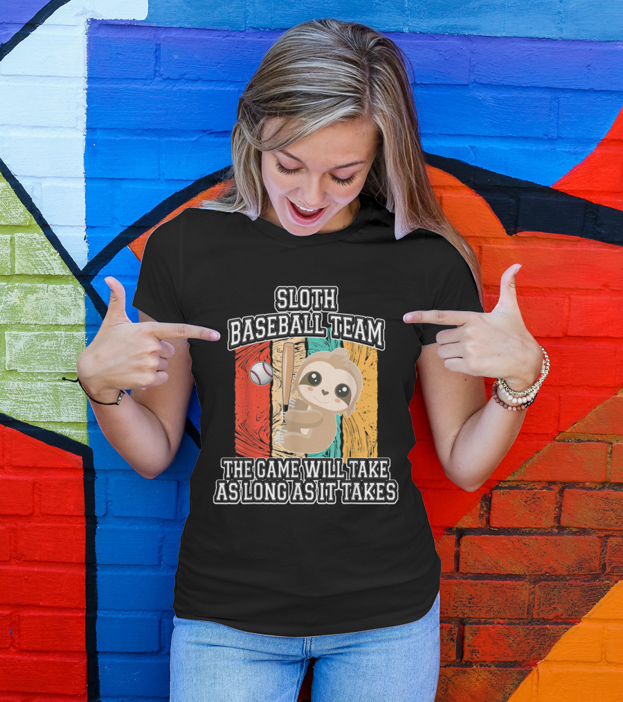 Sloth Baseball Team The Game Will Take As Long As It Takes T-Shirt