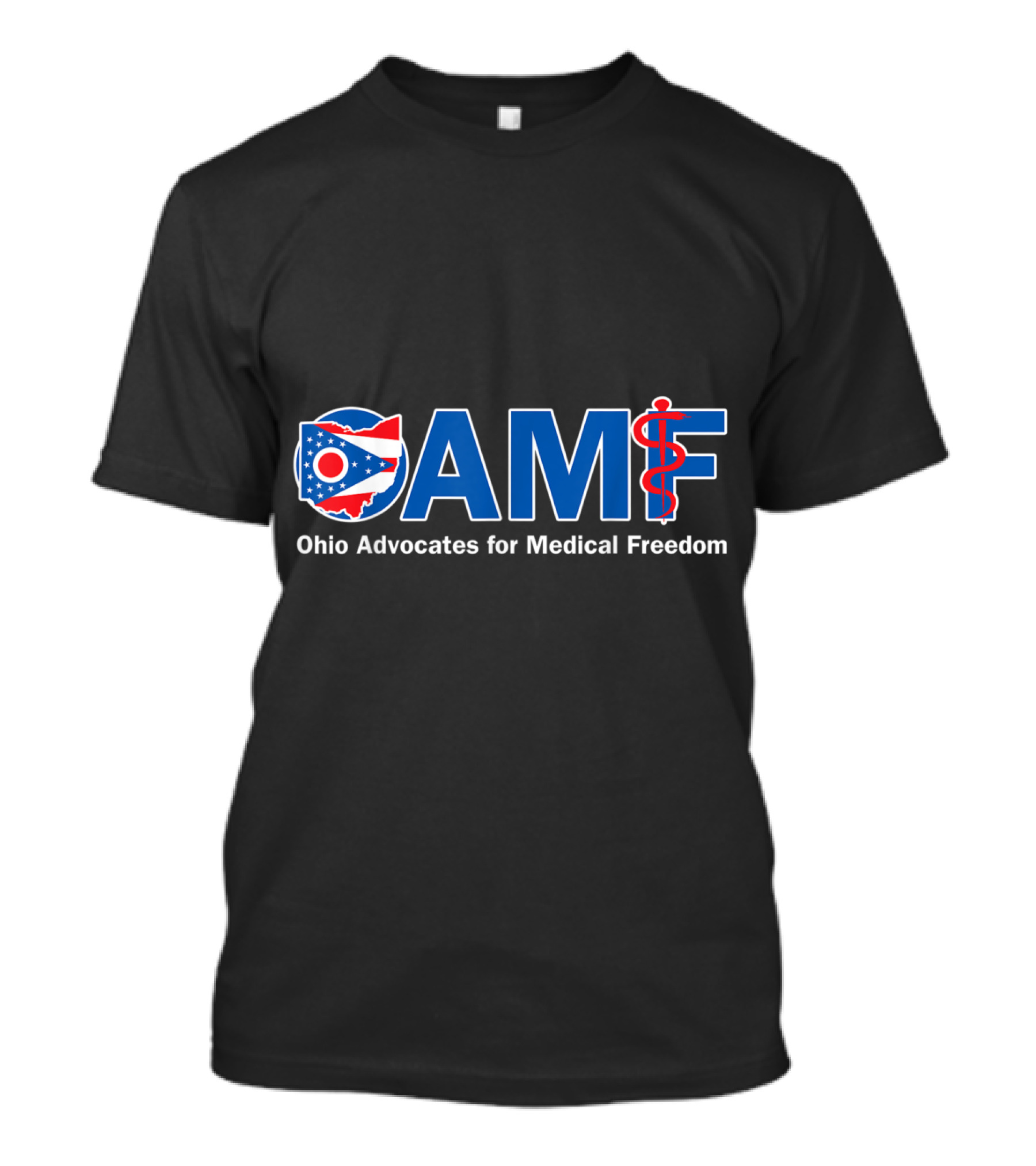 Ohio Advocates For Medical Freedom OAMF Logo With Ohio Flag And Medical T-Shirt