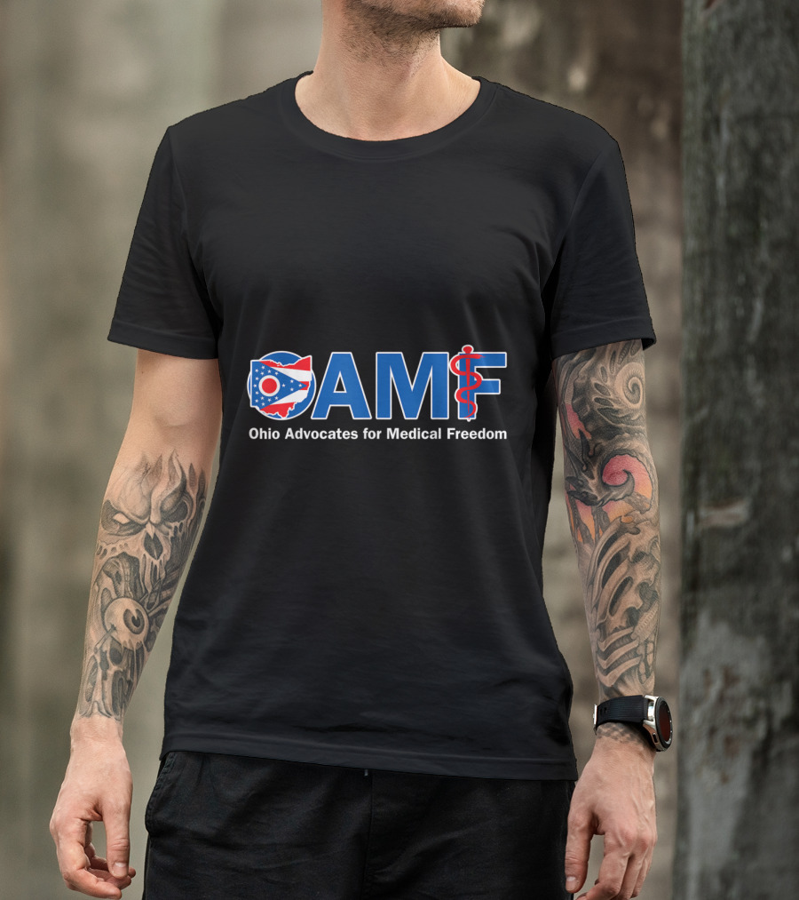 Ohio Advocates For Medical Freedom OAMF Logo With Ohio Flag And Medical T-Shirt