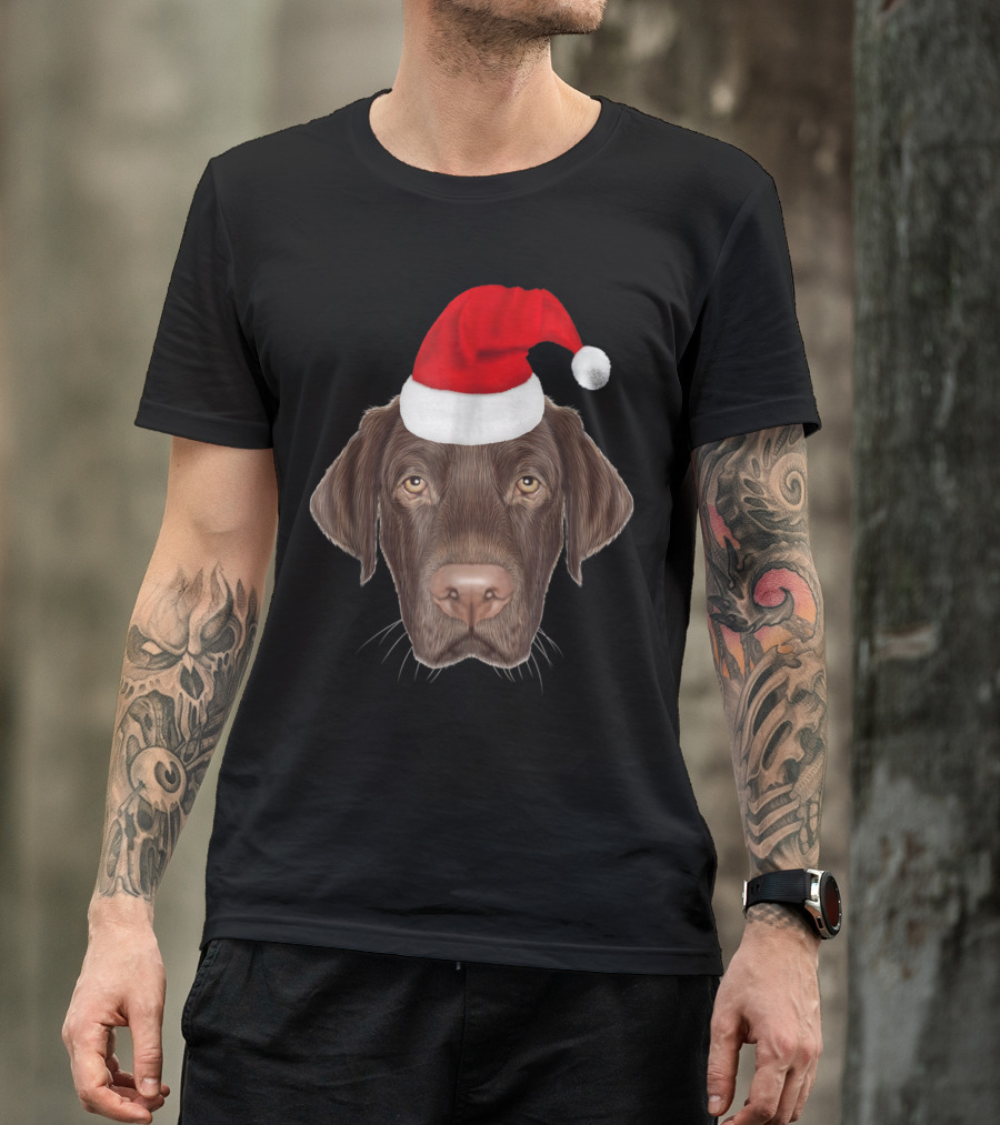 Labrador Retriever Dog Wearing Red Santa Hat Holiday T-Shirt