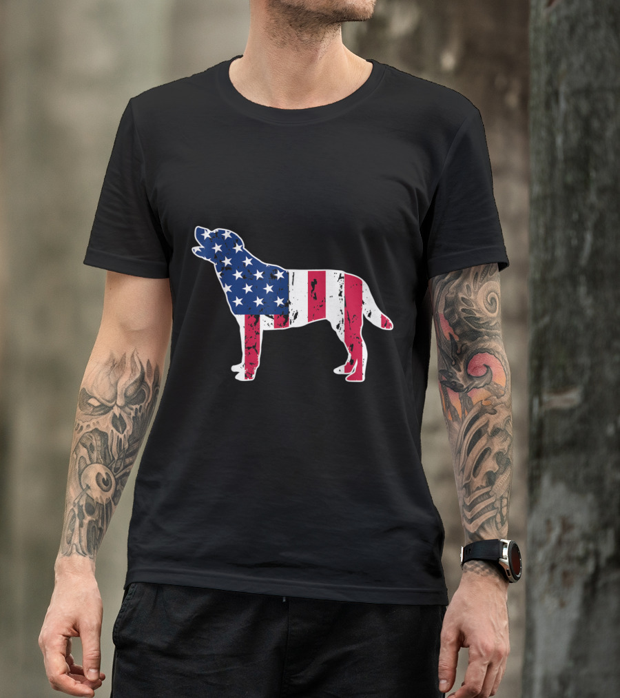 Patriotic American Labrador Retriever Dog Lovers Iconic USA Flag T-Shirt