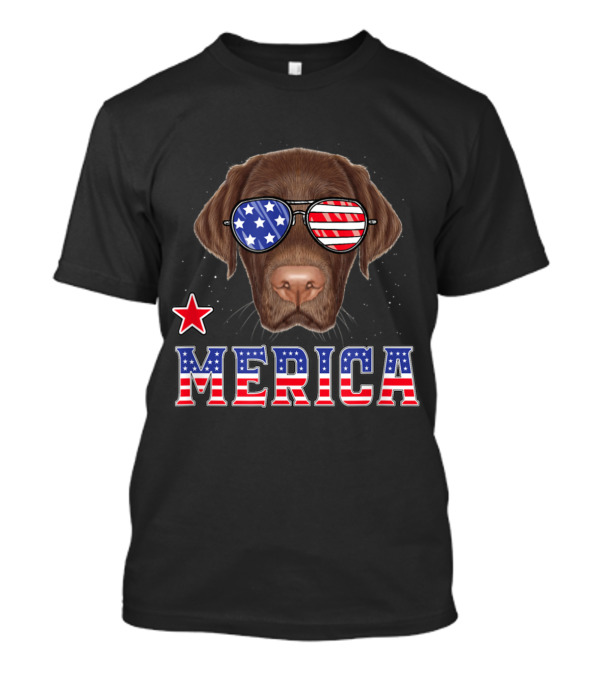 Labrador Retriever Dog Merica Sunglasses American Flag 4th Of July T-Shirt