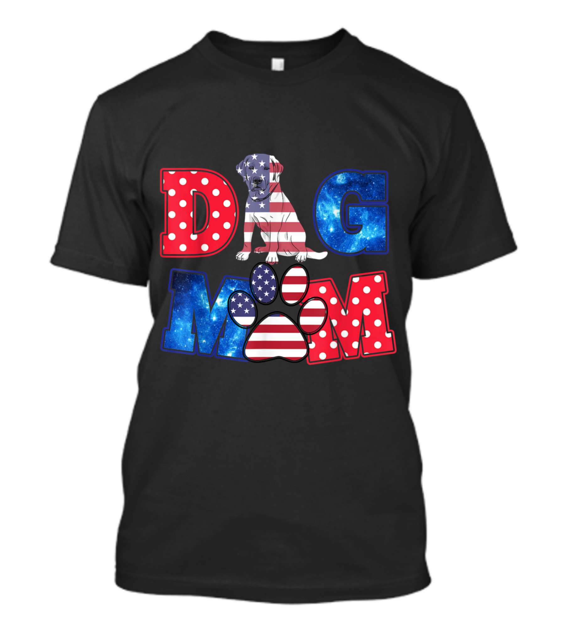 Labrador Retriever Dog Mom American Flag Patriotic Paw T-Shirt