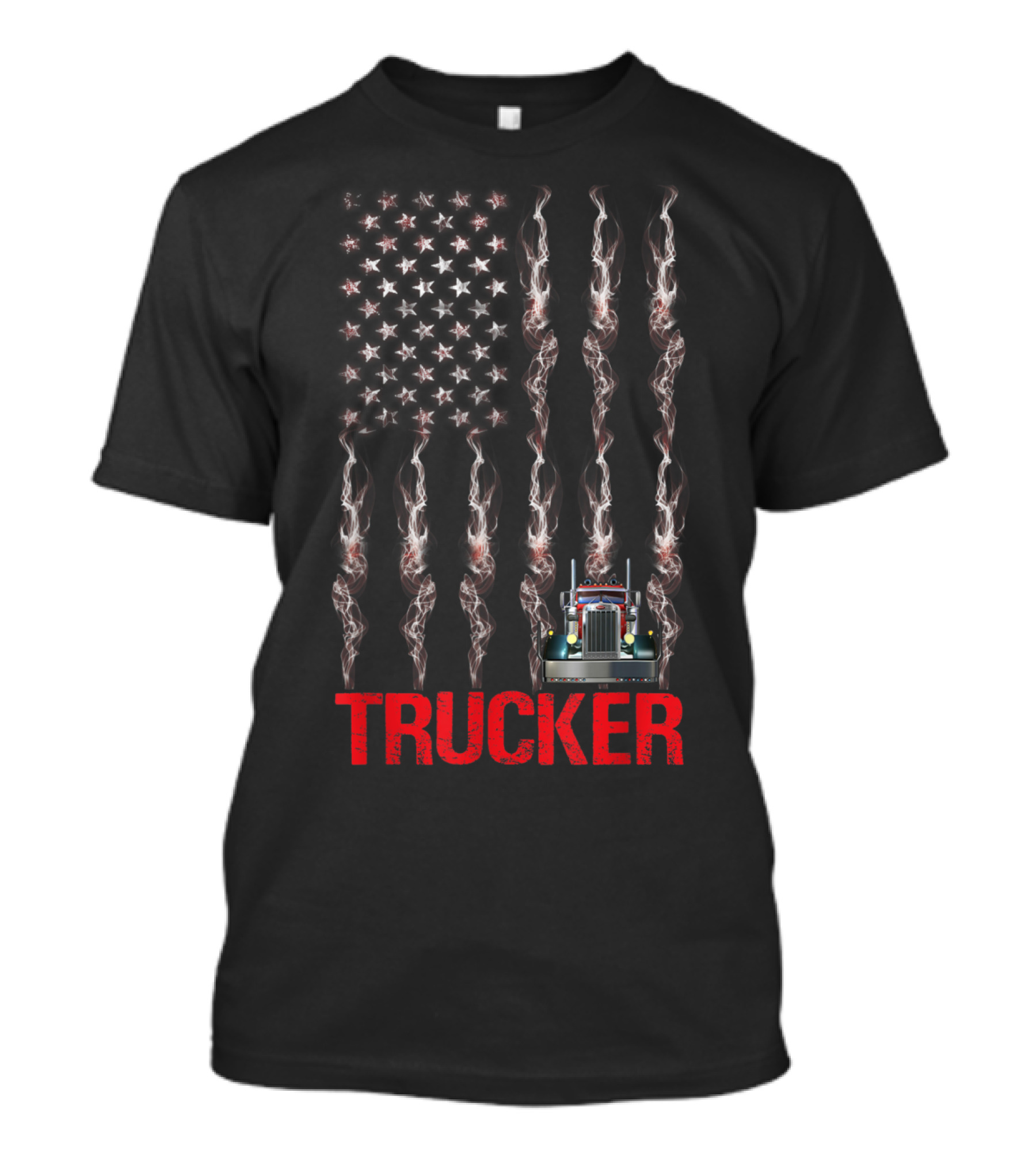 Patriotic Trucker Smoke American Flag T-Shirt